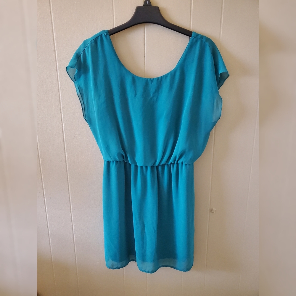 Teal City Triangles Dress and Necklace Set - Picture 2 of 7